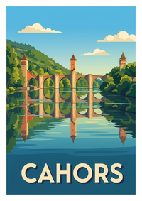 Affiche souvenir de Cahors – image brute sans cadre
