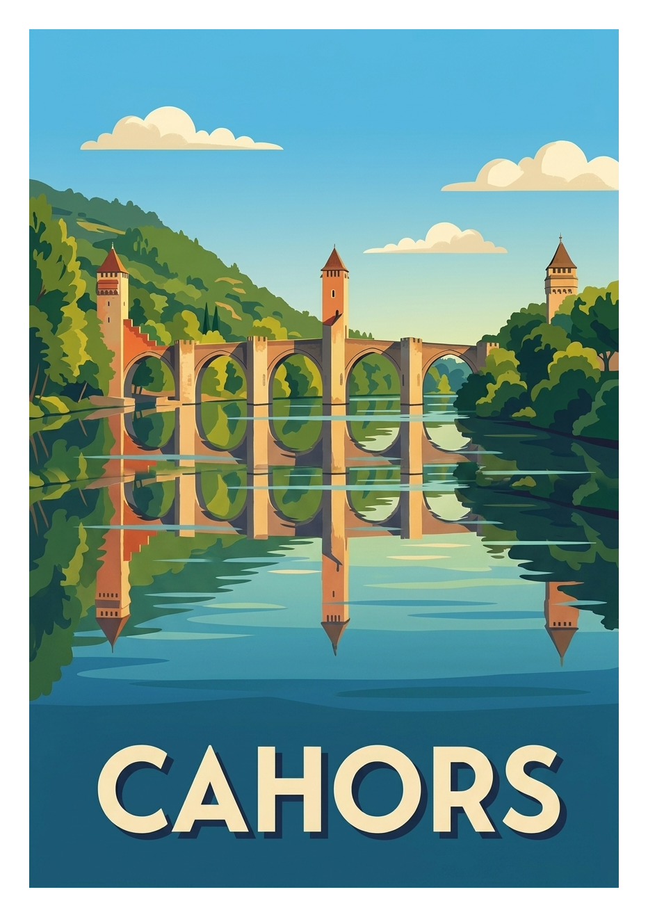 Affiche souvenir de Cahors – image brute sans cadre