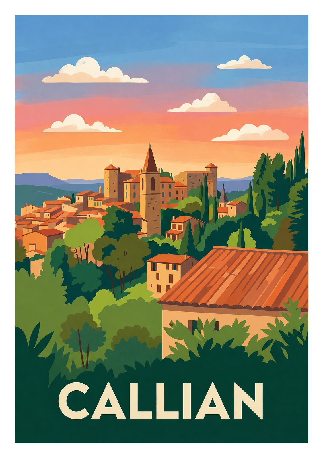 Affiche souvenir de Callian – image brute sans cadre