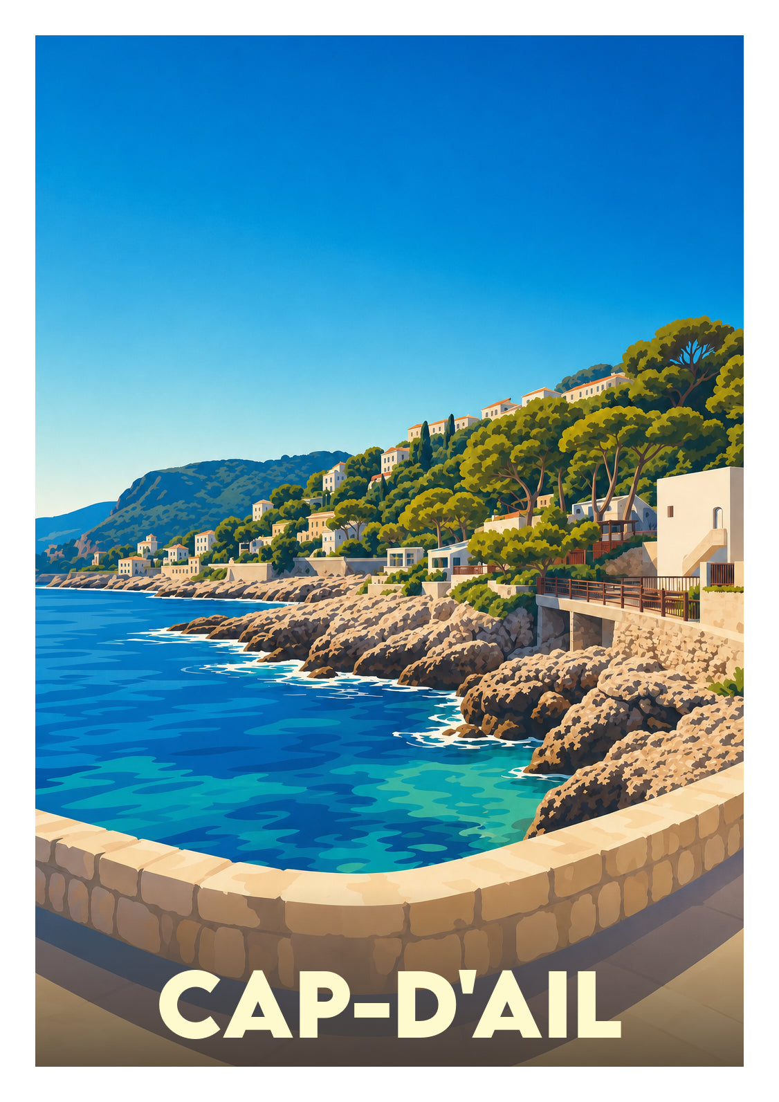 Affiche souvenir de Cap-d'Ail – image brute sans cadre