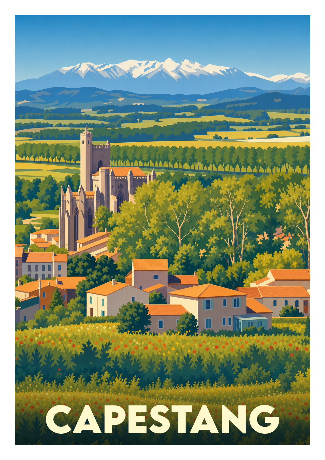 Affiche souvenir de Capestang – image brute sans cadre