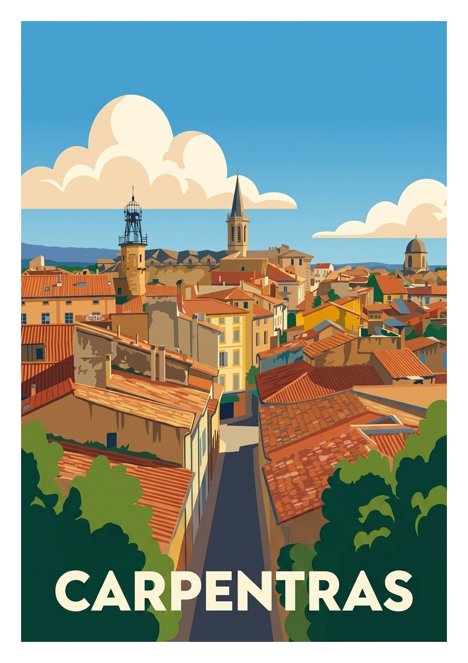 Affiche souvenir de Carpentras – image brute sans cadre