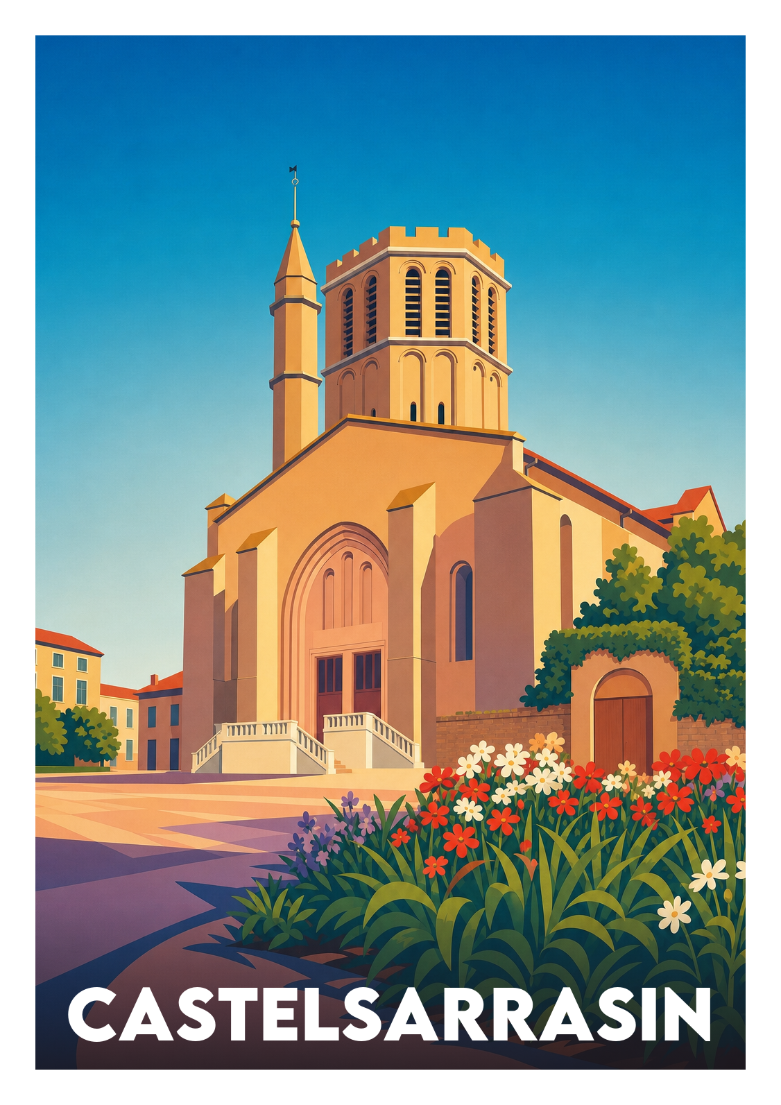 Affiche souvenir de Castelsarrasin – image brute sans cadre