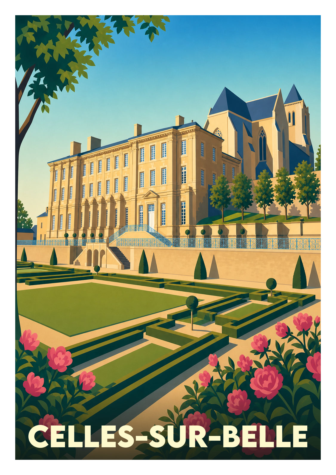 Affiche souvenir de Celles-sur-Belle – image brute sans cadre
