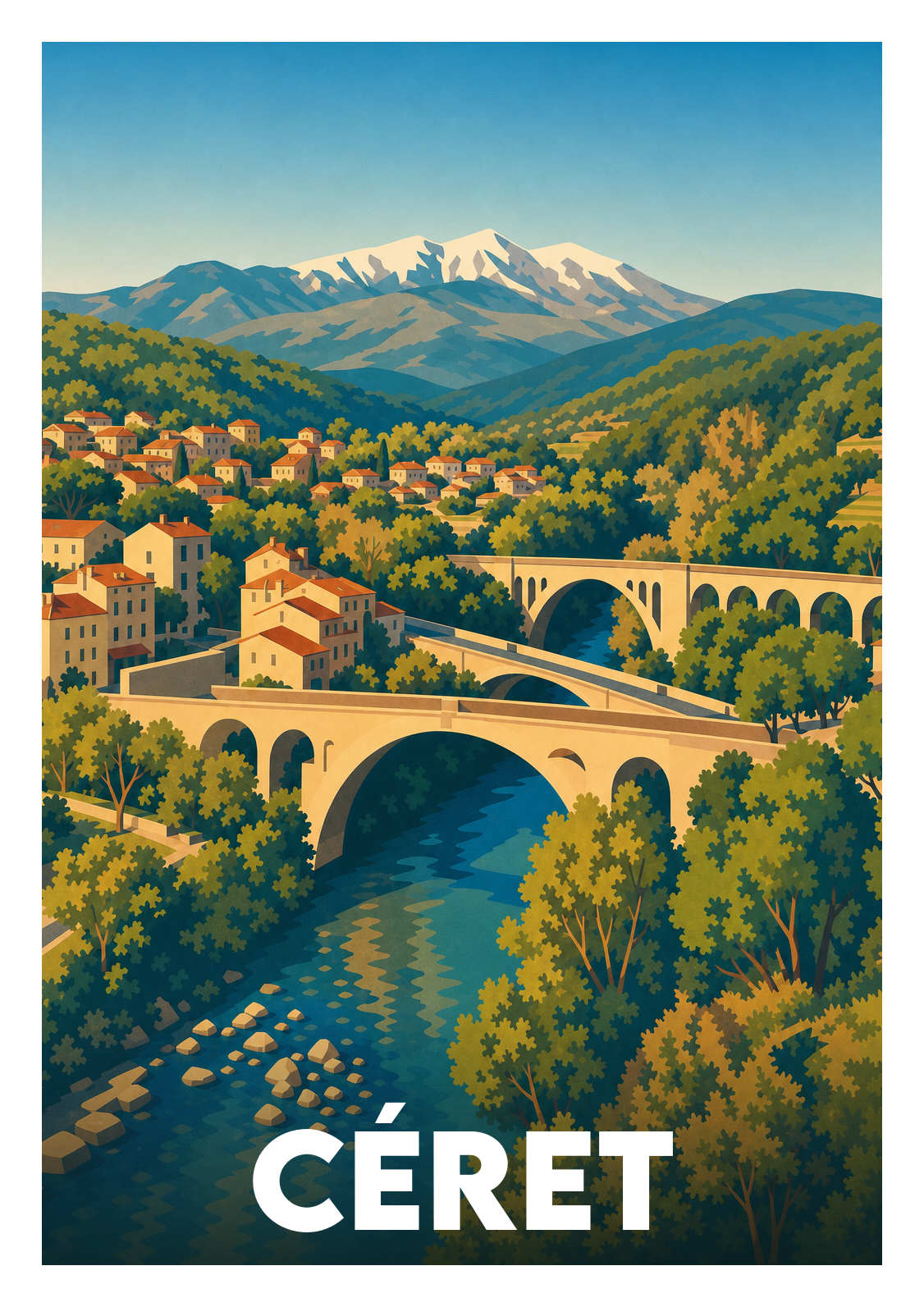 Affiche souvenir de Céret – image brute sans cadre