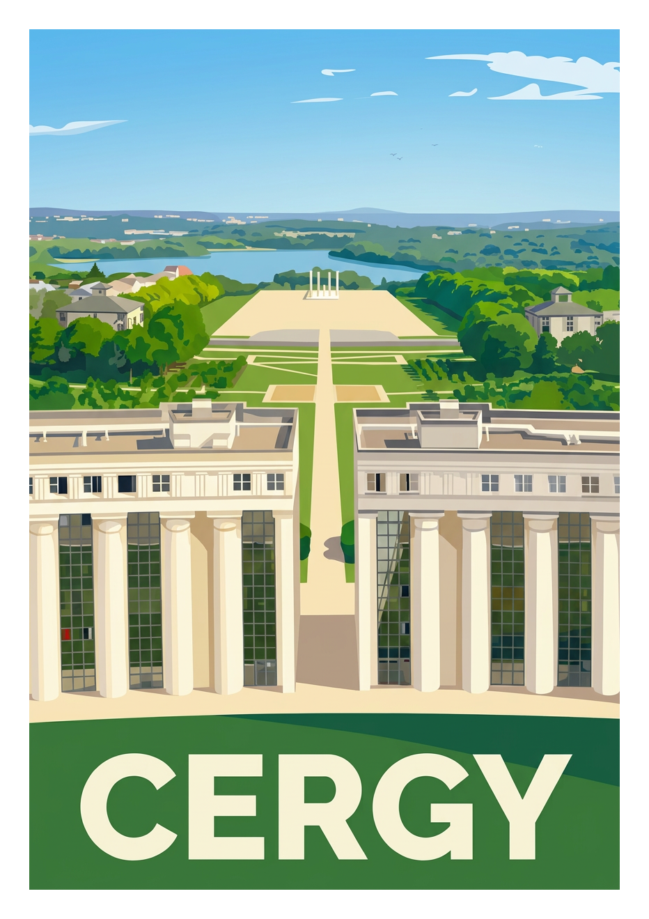 Affiche souvenir de Cergy – image brute sans cadre