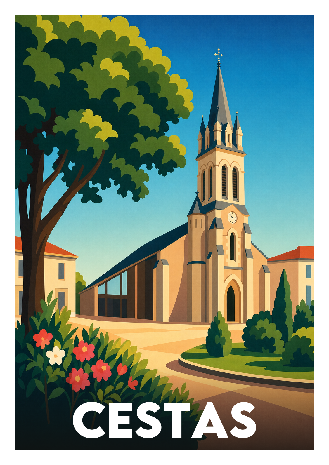 Affiche souvenir de Cestas – image brute sans cadre