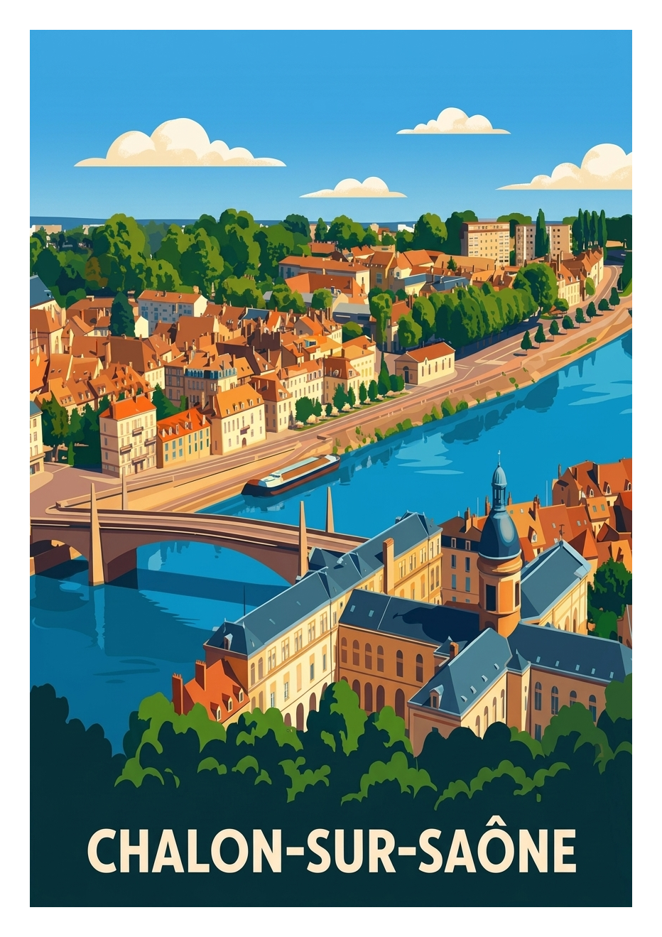 Affiche souvenir de Chalon-sur-Saône – image brute sans cadre