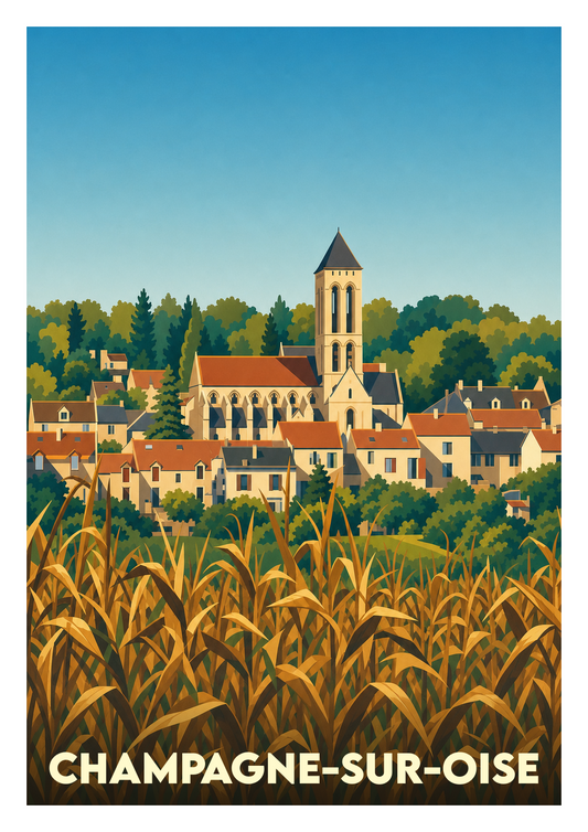 Affiche souvenir de Champagne-sur-Oise – image brute sans cadre