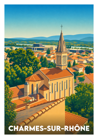 Affiche souvenir de Charmes-sur-Rhône – image brute sans cadre