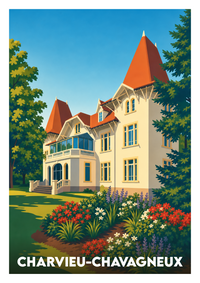 Affiche souvenir de Charvieu-Chavagneux – image brute sans cadre