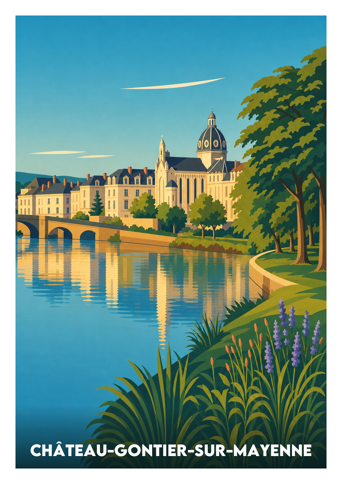Affiche souvenir de Château-Gontier-sur-Mayenne – image brute sans cadre
