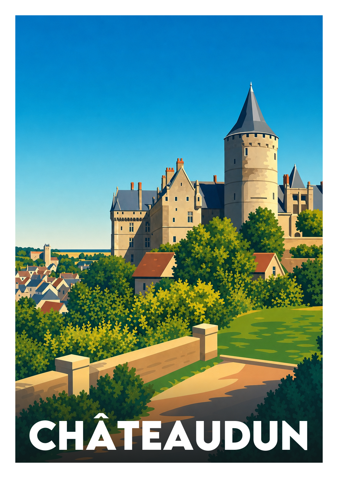 Affiche souvenir de Châteaudun – image brute sans cadre