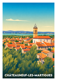 Affiche souvenir de Châteauneuf-les-Martigues – image brute sans cadre