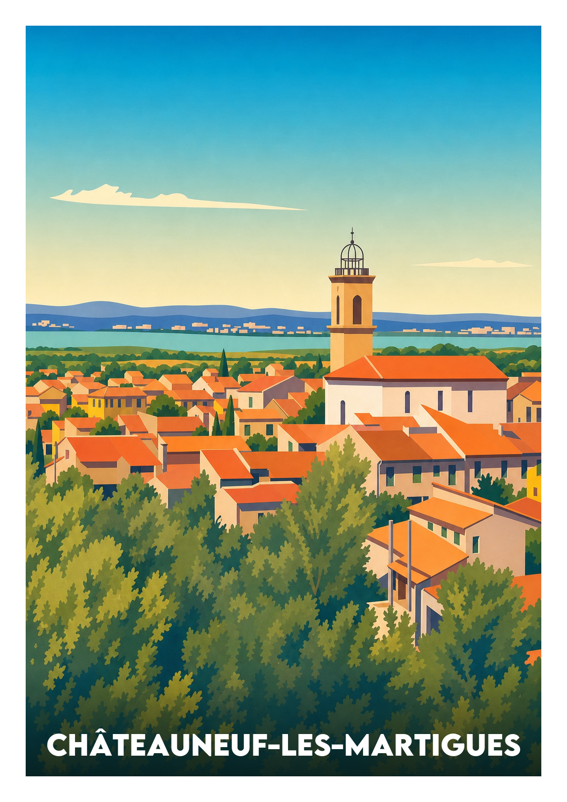 Affiche souvenir de Châteauneuf-les-Martigues – image brute sans cadre