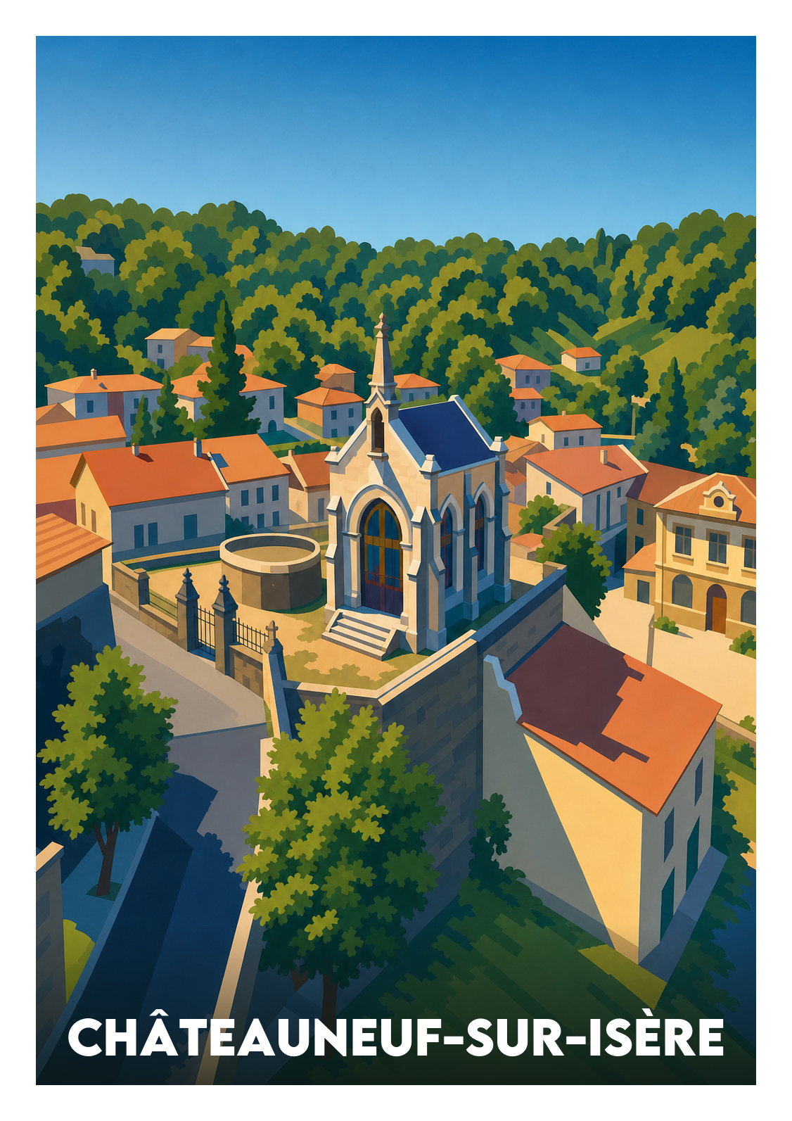 Affiche souvenir de Châteauneuf-sur-Isère – image brute sans cadre