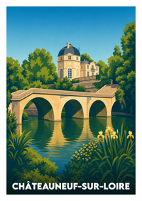 Affiche souvenir de Châteauneuf-sur-Loire – image brute sans cadre