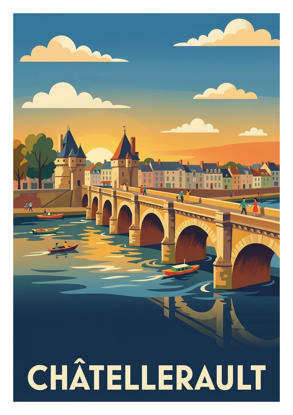 Affiche souvenir de Châtellerault – image brute sans cadre