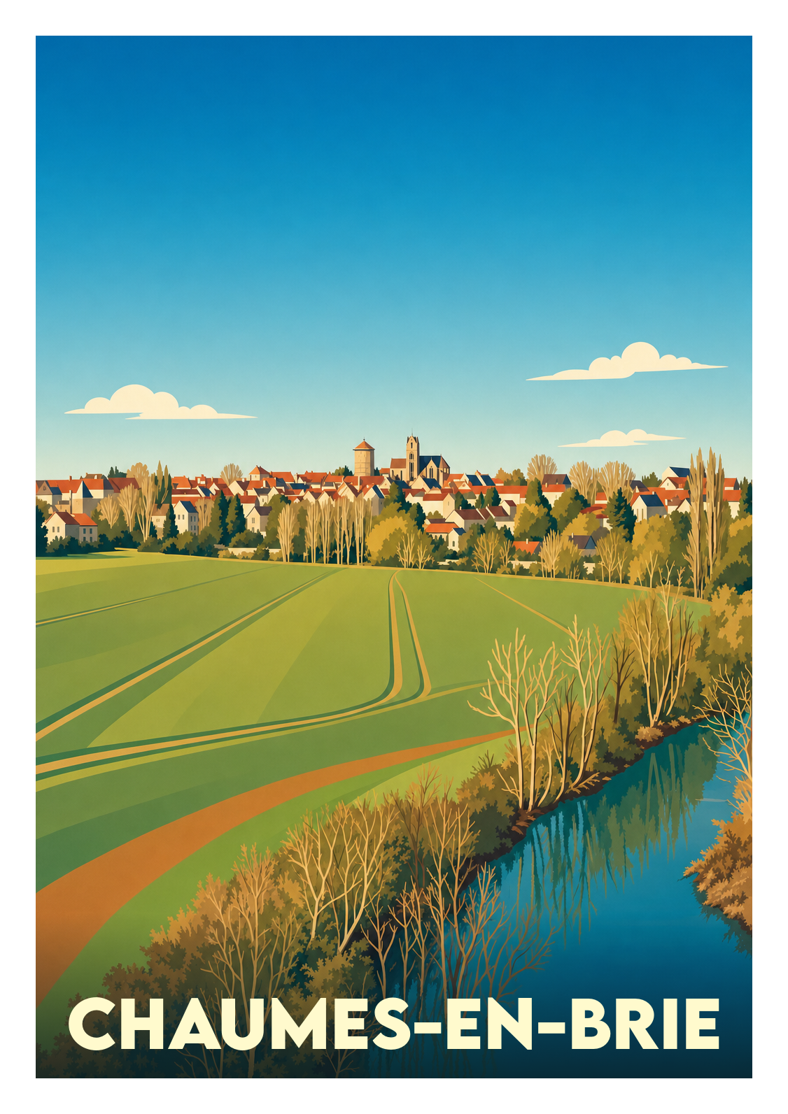 Affiche souvenir de Chaumes-en-Brie – image brute sans cadre