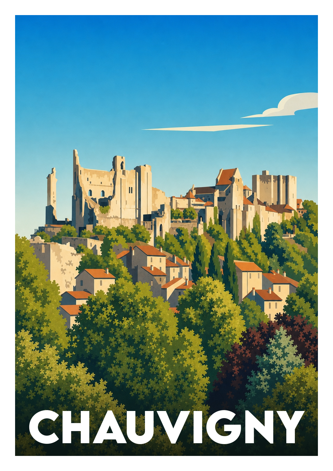 Affiche souvenir de Chauvigny – image brute sans cadre