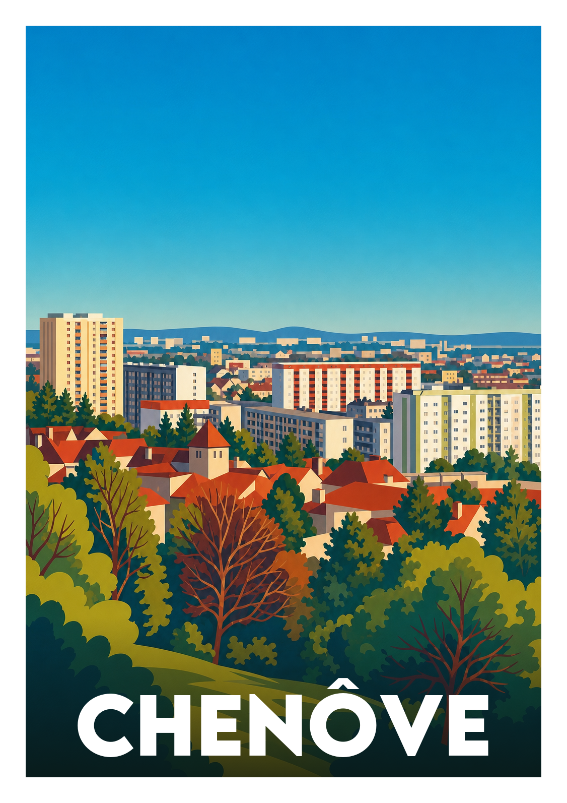 Affiche souvenir de Chenôve – image brute sans cadre