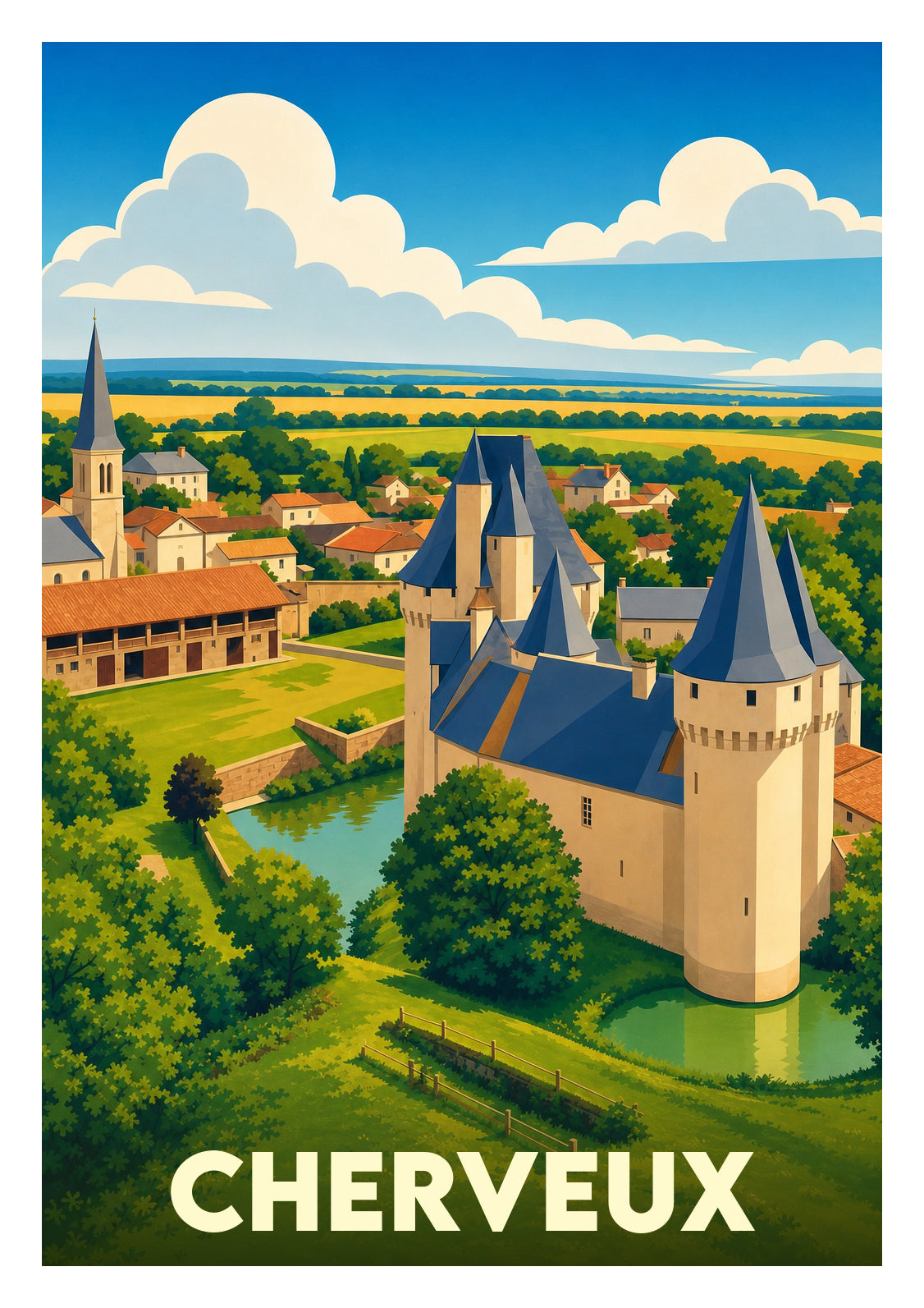 Affiche souvenir de Cherveux – image brute sans cadre