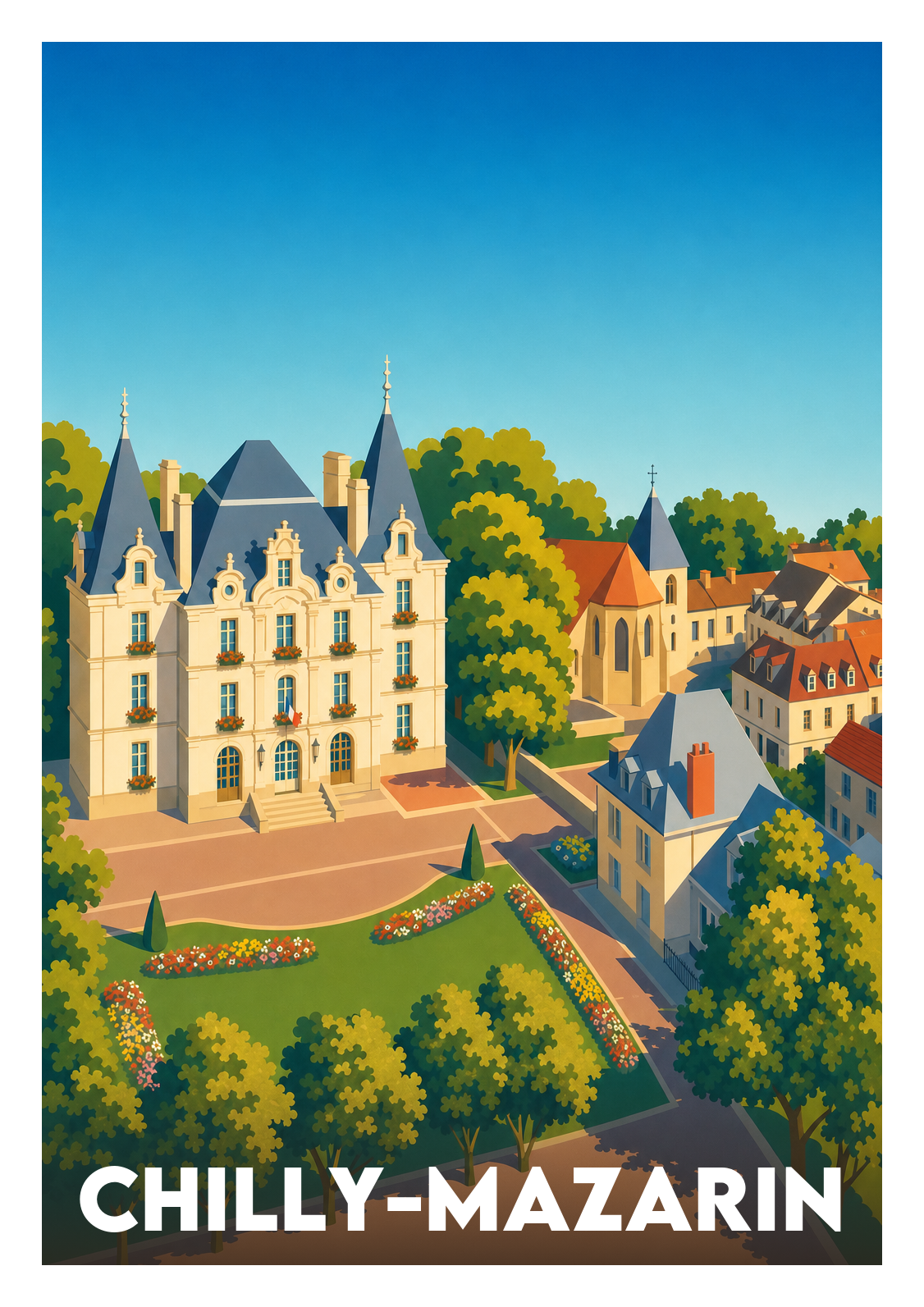 Affiche souvenir de Chilly-Mazarin – image brute sans cadre