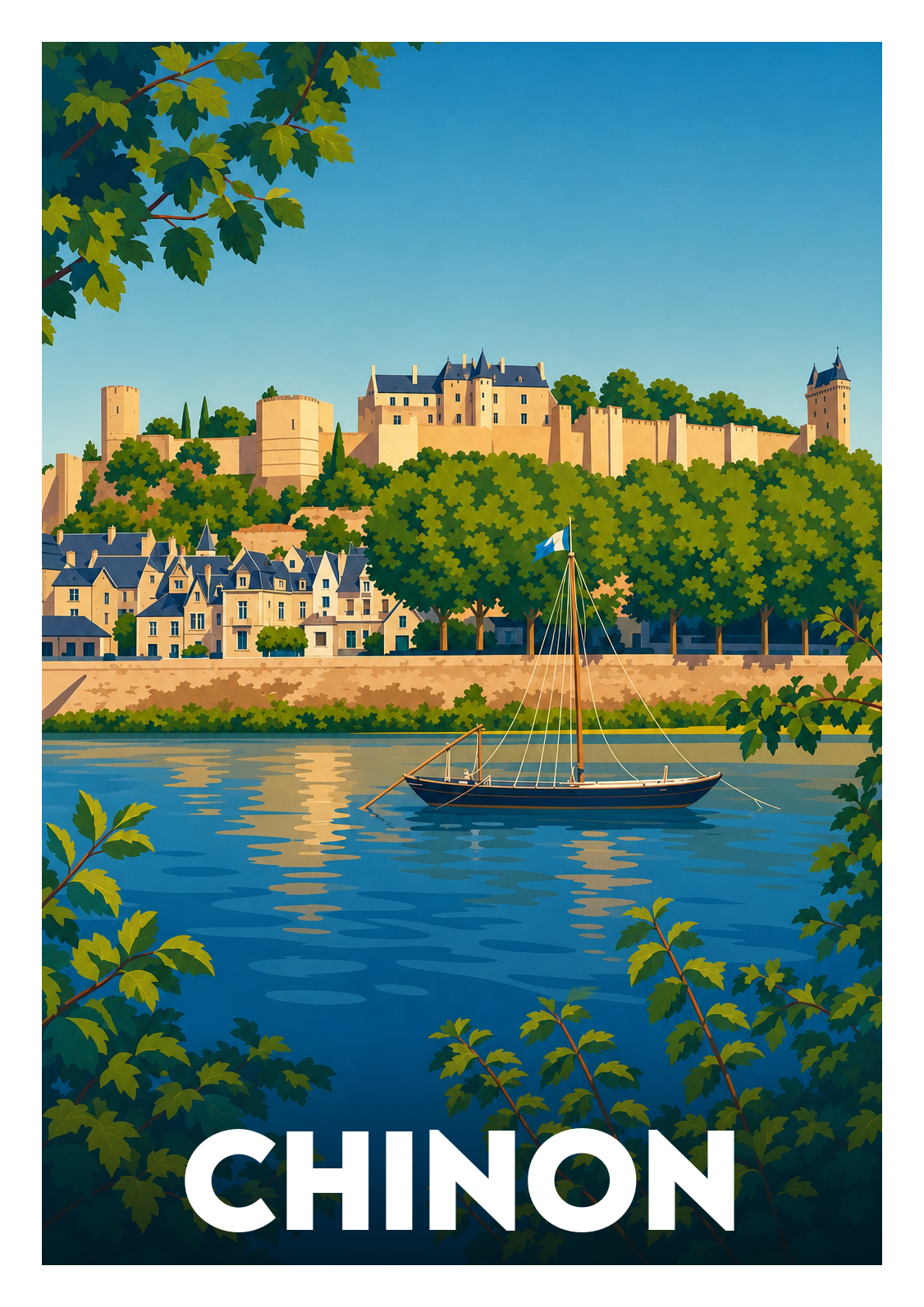 Affiche souvenir de Chinon – image brute sans cadre