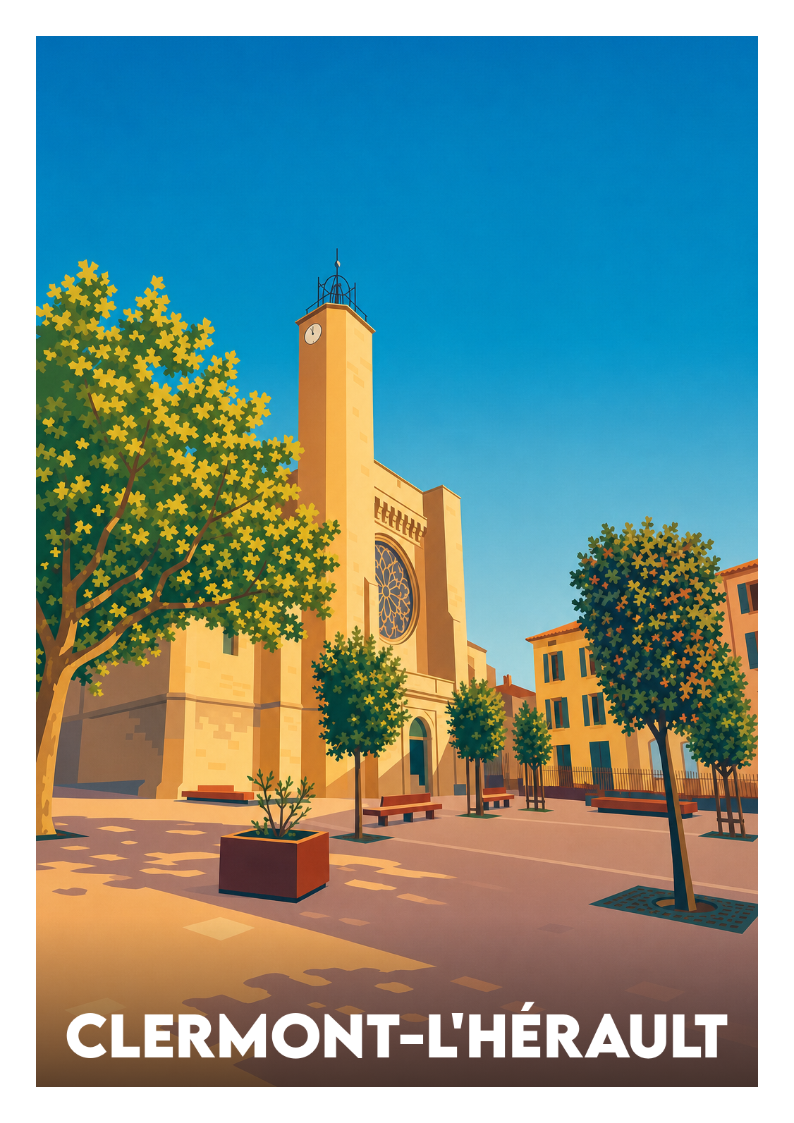 Affiche souvenir de Clermont-l'Hérault – image brute sans cadre
