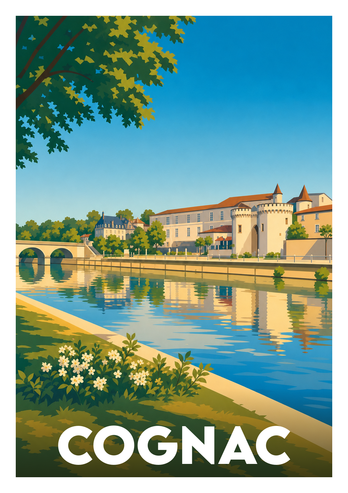 Affiche souvenir de Cognac – image brute sans cadre
