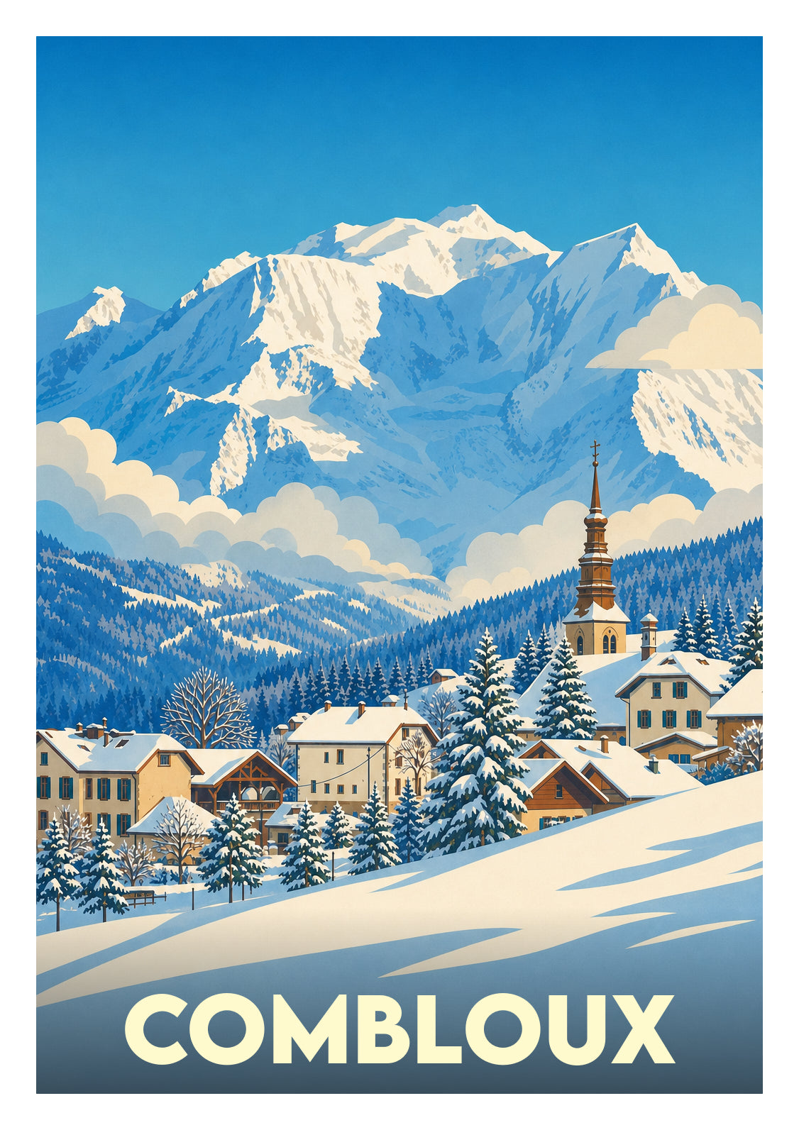 Affiche souvenir de Combloux – image brute sans cadre