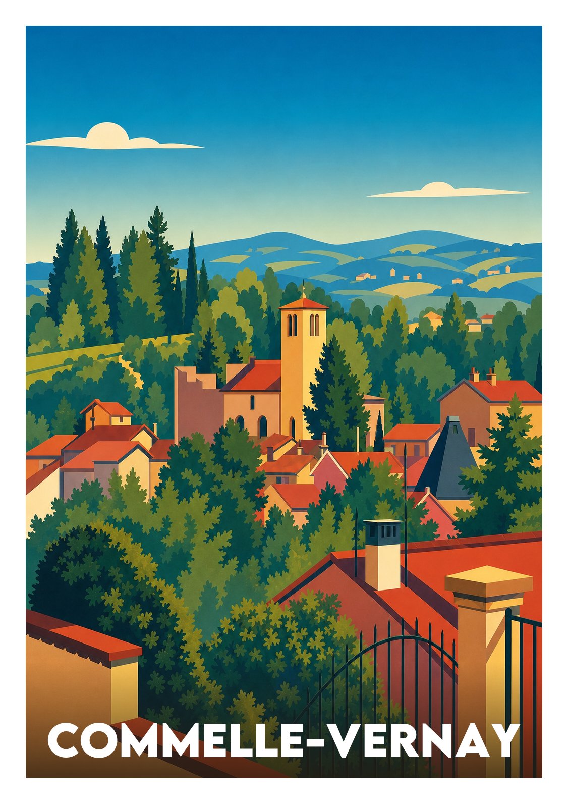 Affiche souvenir de Commelle-Vernay – image brute sans cadre