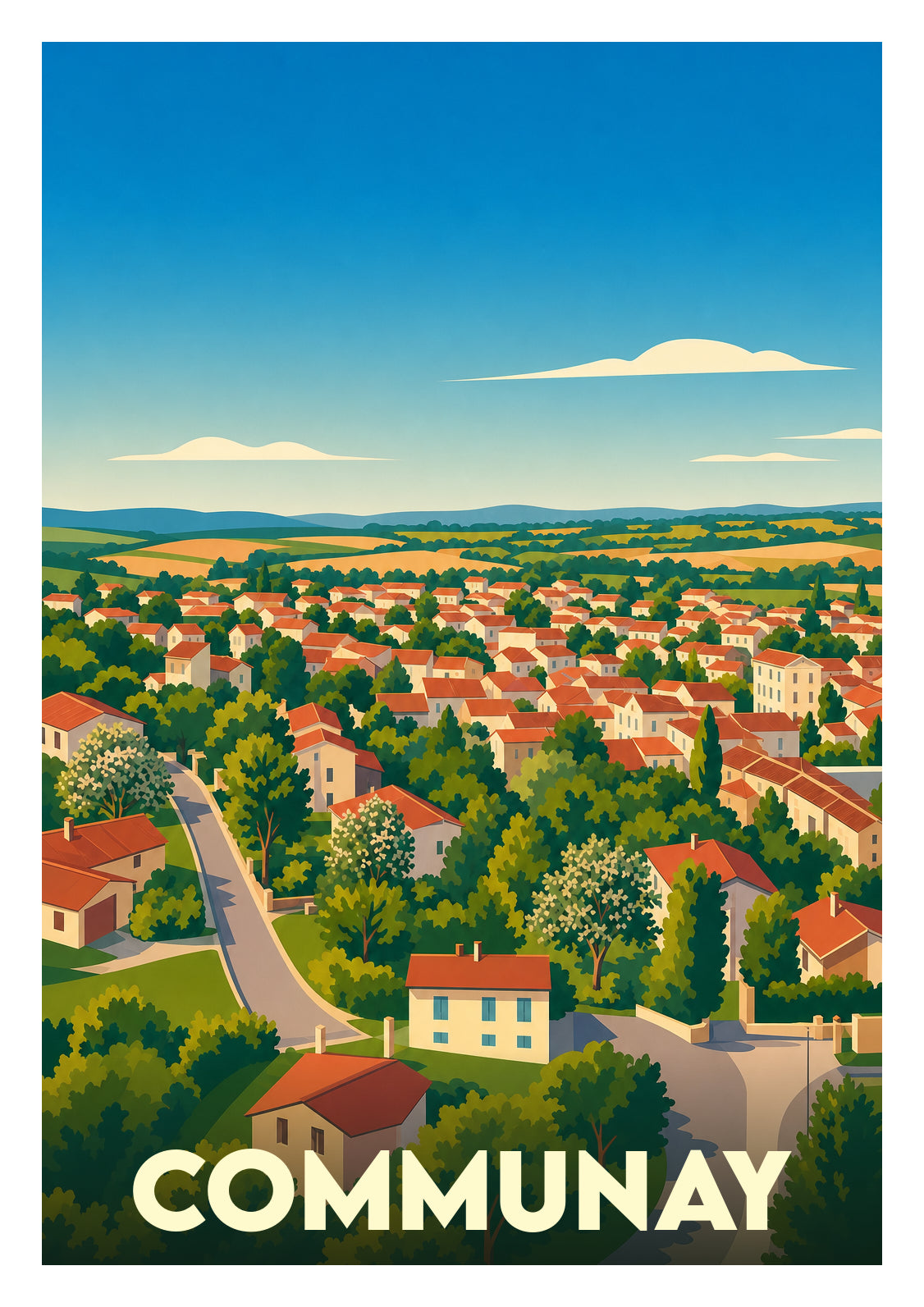 Affiche souvenir de Communay – image brute sans cadre