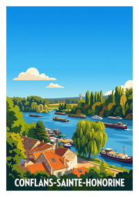 Affiche souvenir de Conflans-Sainte-Honorine – image brute sans cadre