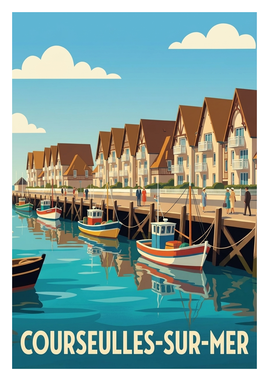 Affiche souvenir de Courseulles-sur-Mer – image brute sans cadre