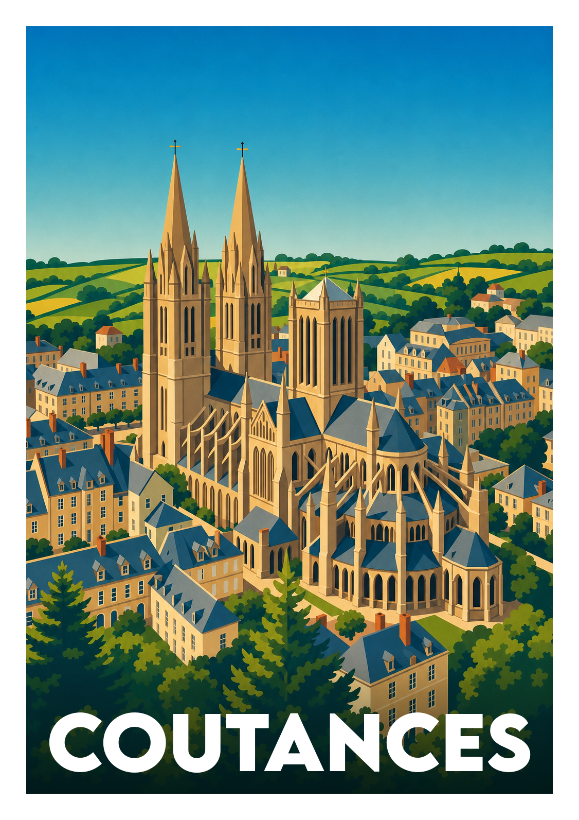 Affiche souvenir de Coutances – image brute sans cadre