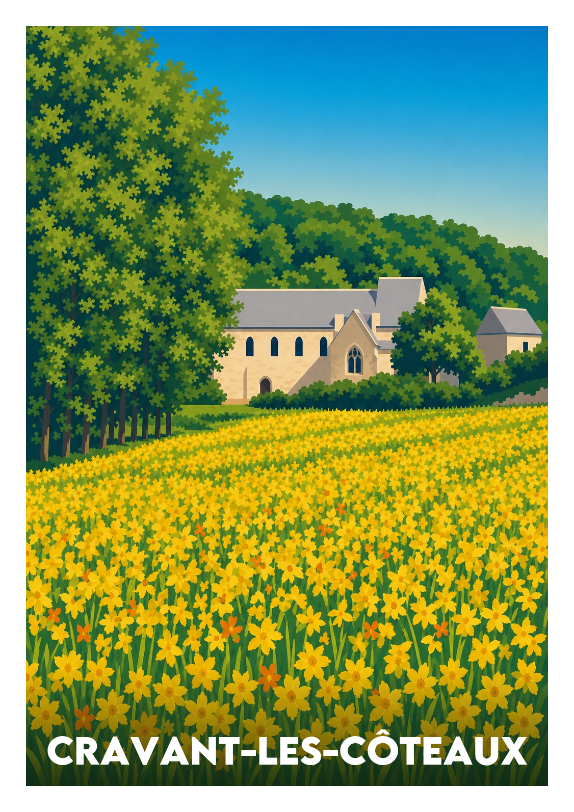 Affiche souvenir de Cravant-les-Côteaux – image brute sans cadre