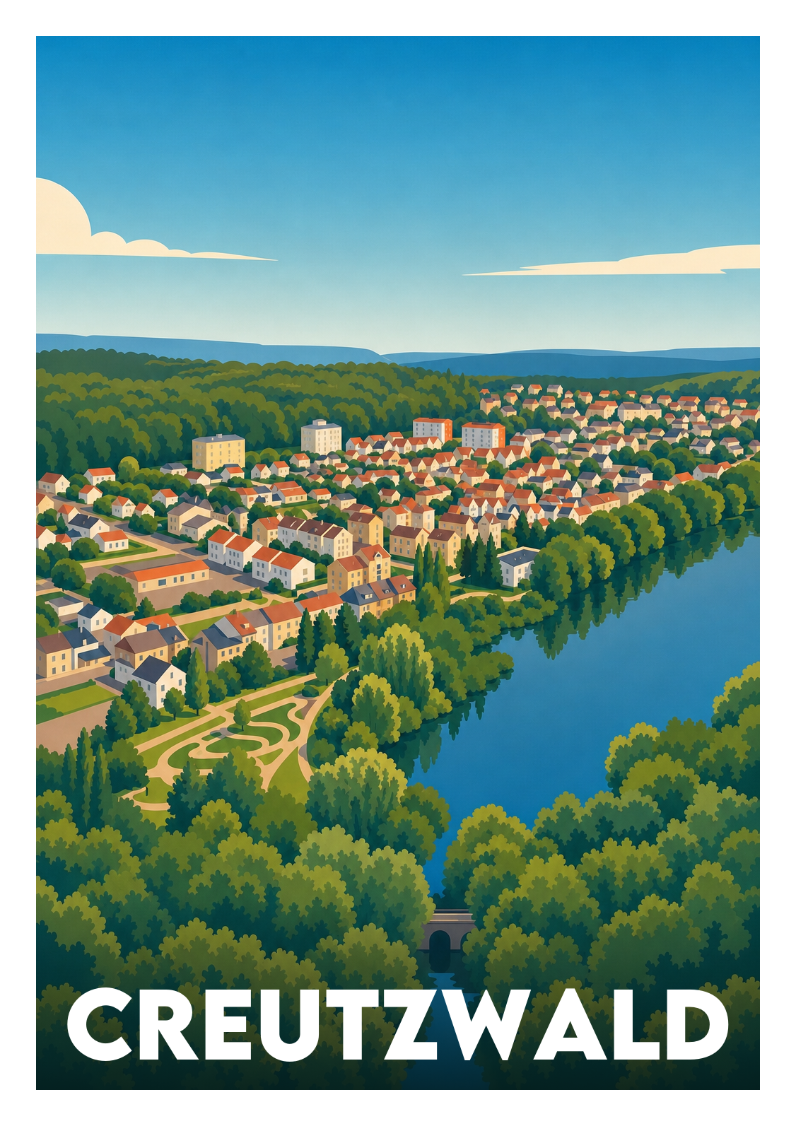 Affiche souvenir de Creutzwald – image brute sans cadre