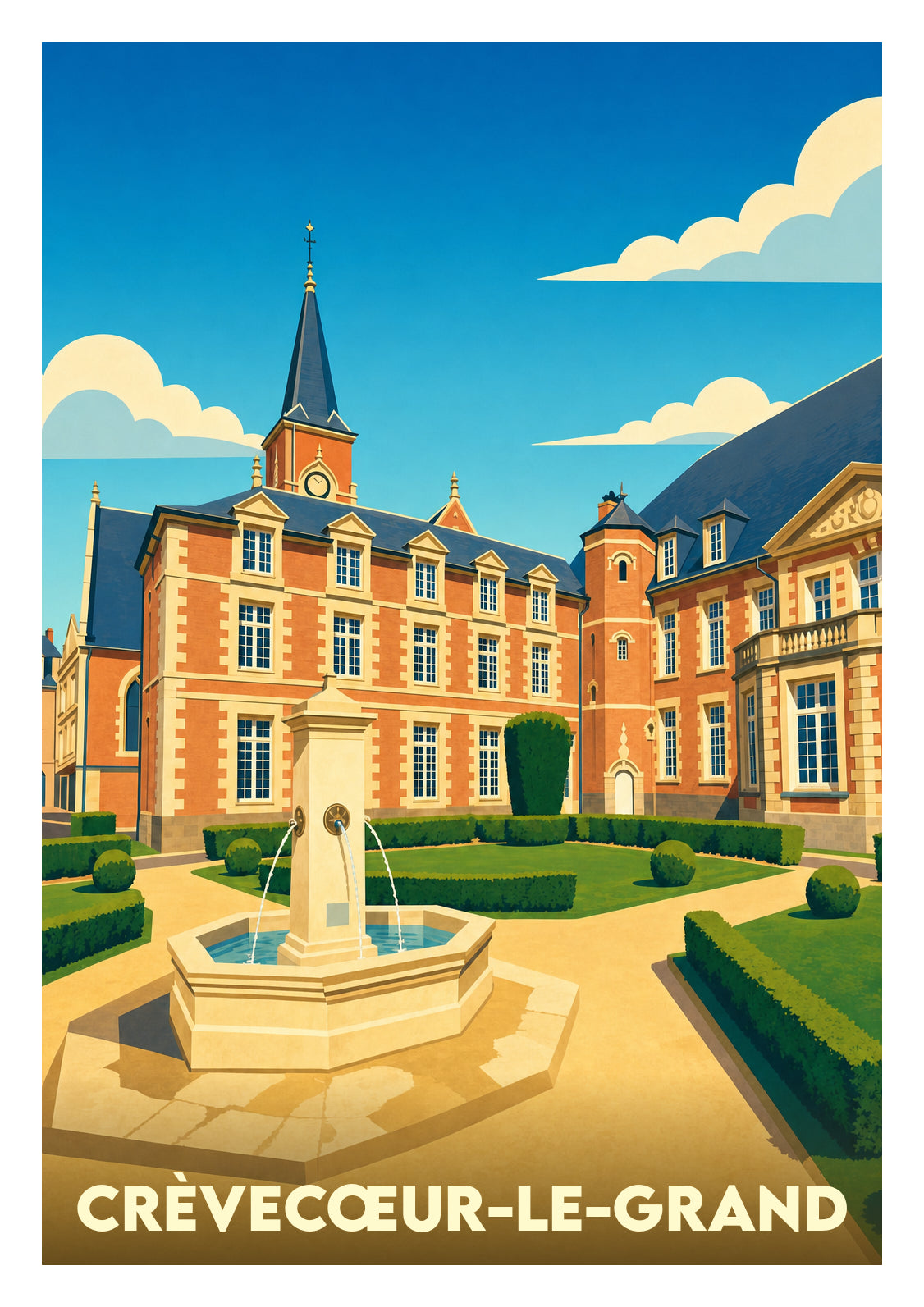 Affiche souvenir de Crèvecœur-le-Grand – image brute sans cadre