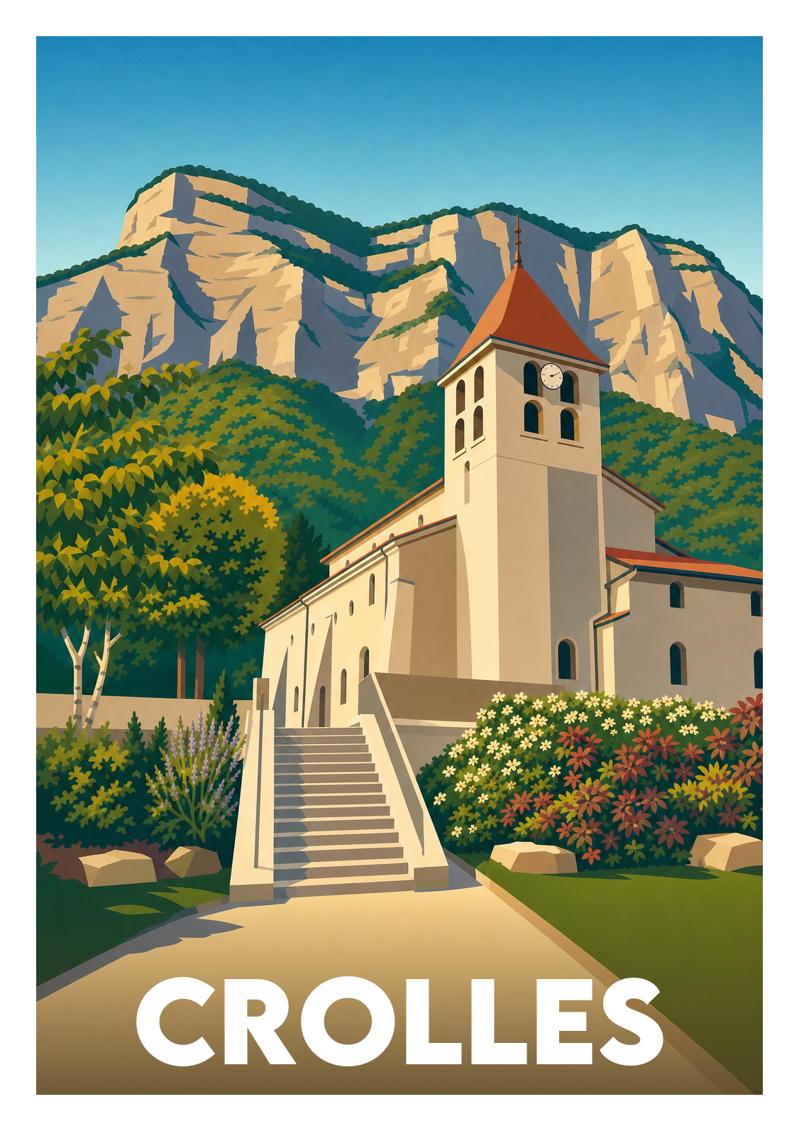 Affiche souvenir de Crolles – image brute sans cadre