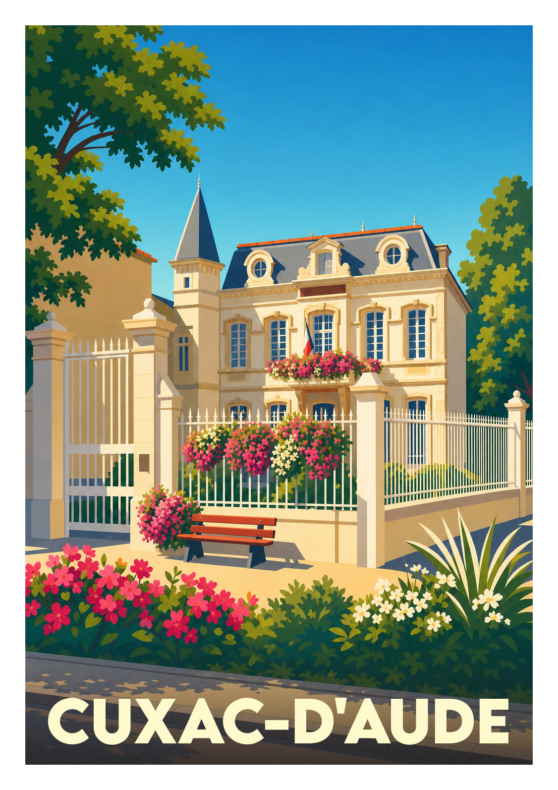 Affiche souvenir de Cuxac-d'Aude – image brute sans cadre