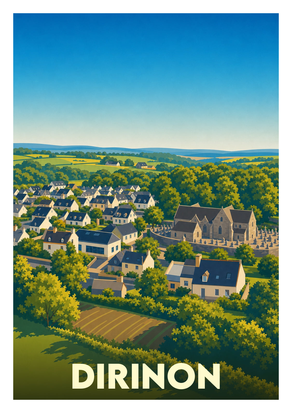 Affiche souvenir de Dirinon – image brute sans cadre