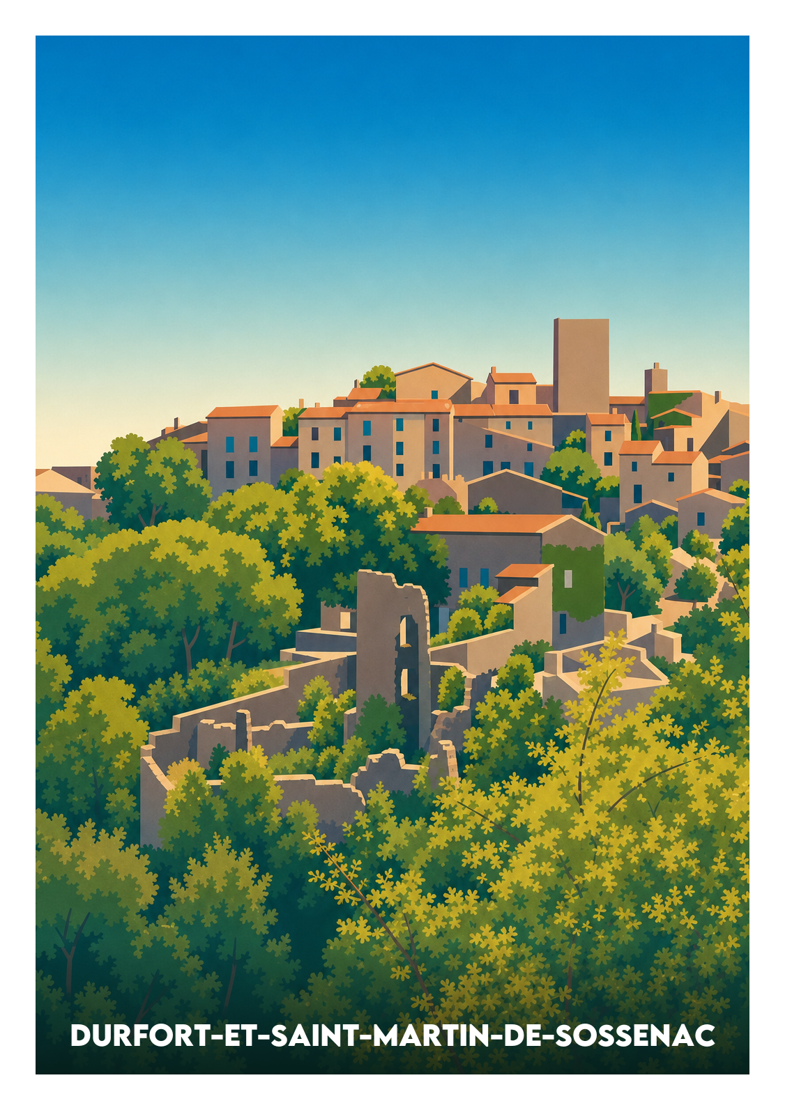 Affiche souvenir de Durfort-et-Saint-Martin-de-Sossenac – image brute sans cadre