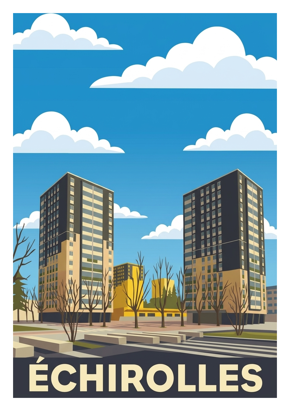 Affiche souvenir de Échirolles – image brute sans cadre