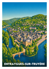Affiche souvenir de Entraygues-sur-Truyère – image brute sans cadre