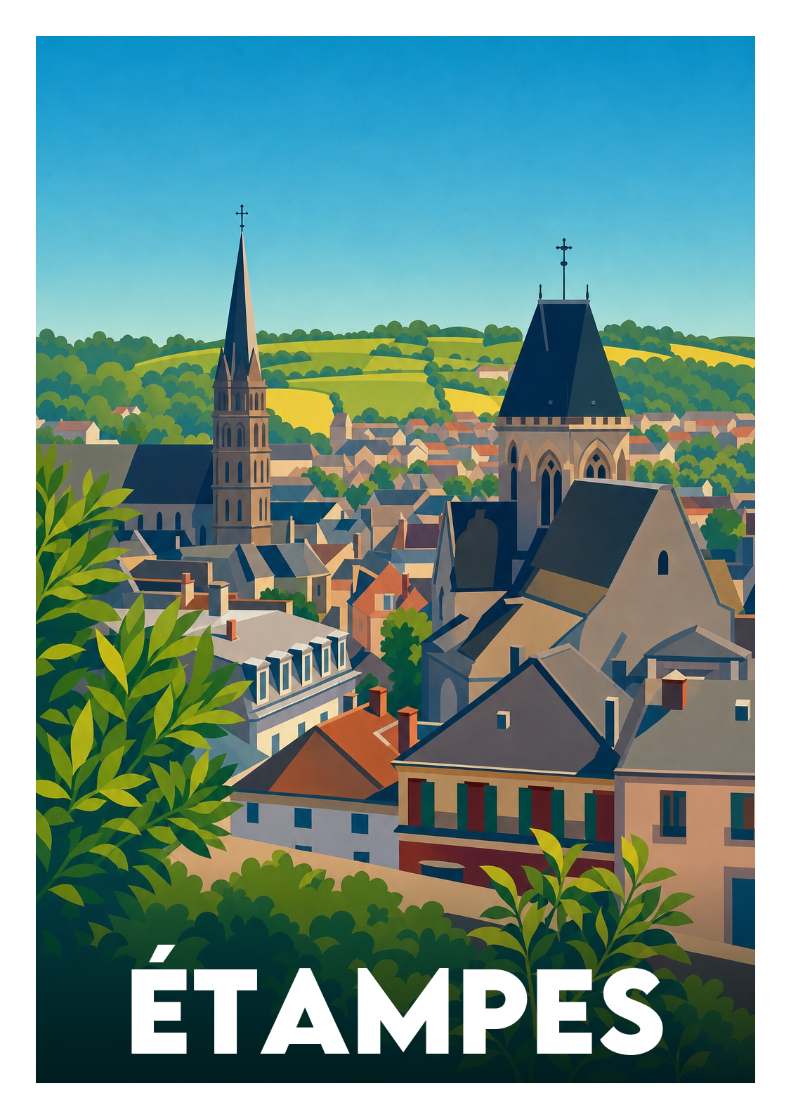 Affiche souvenir de Étampes – image brute sans cadre