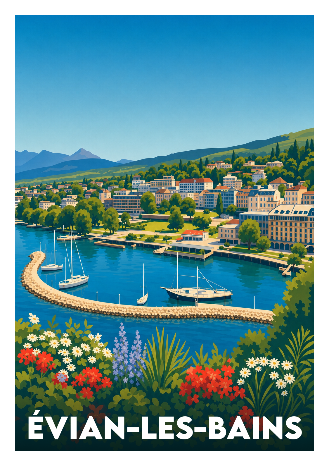 Affiche souvenir de Évian-les-Bains – image brute sans cadre