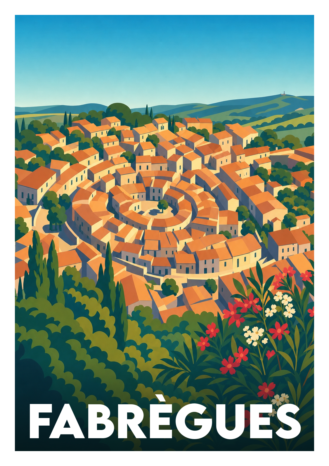 Affiche souvenir de Fabrègues – image brute sans cadre