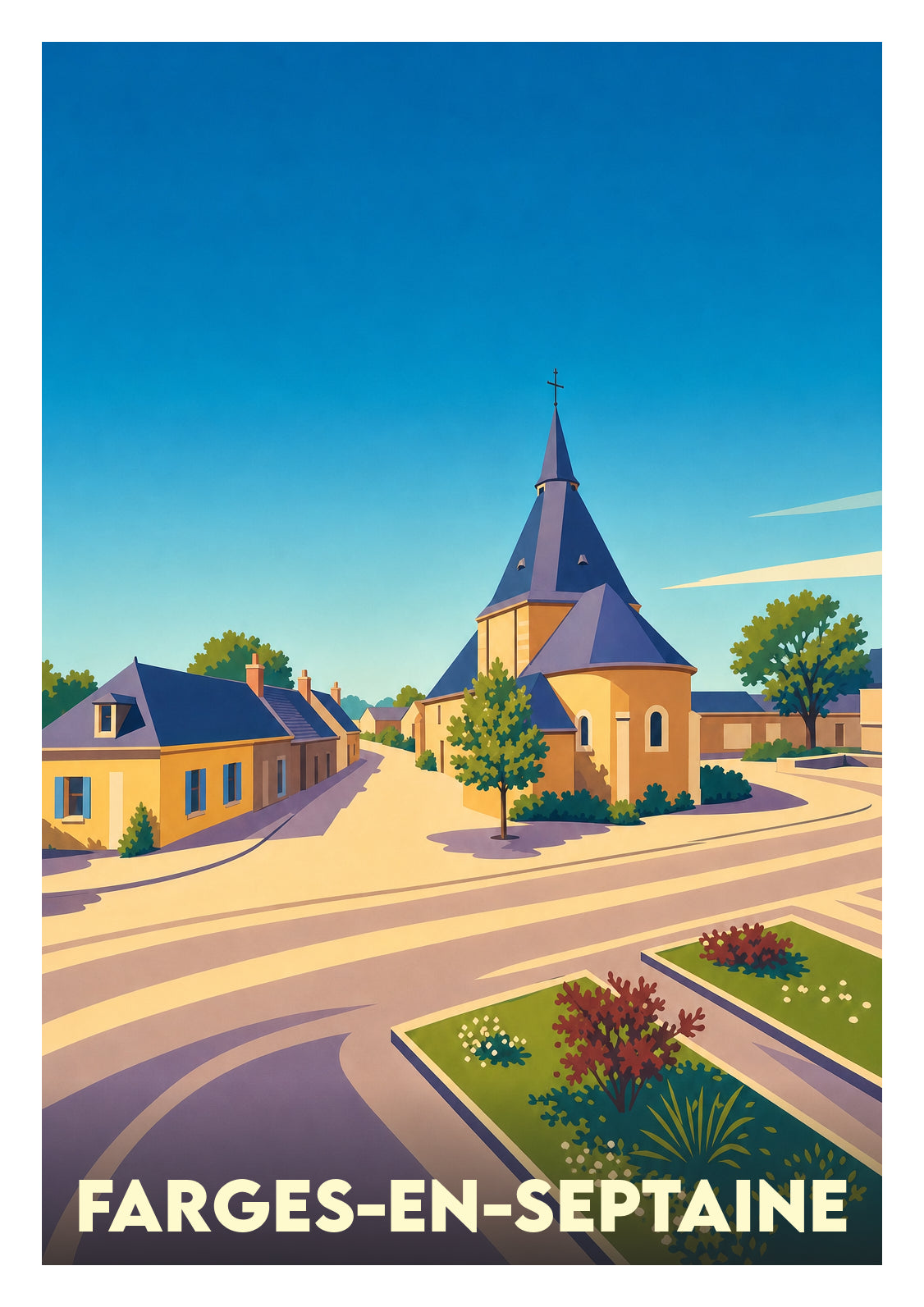 Affiche souvenir de Farges-en-Septaine – image brute sans cadre