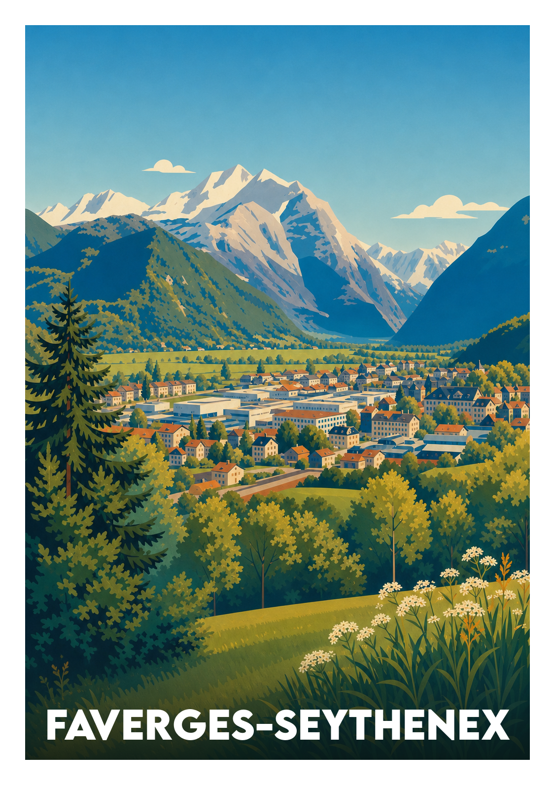 Affiche souvenir de Faverges-Seythenex – image brute sans cadre